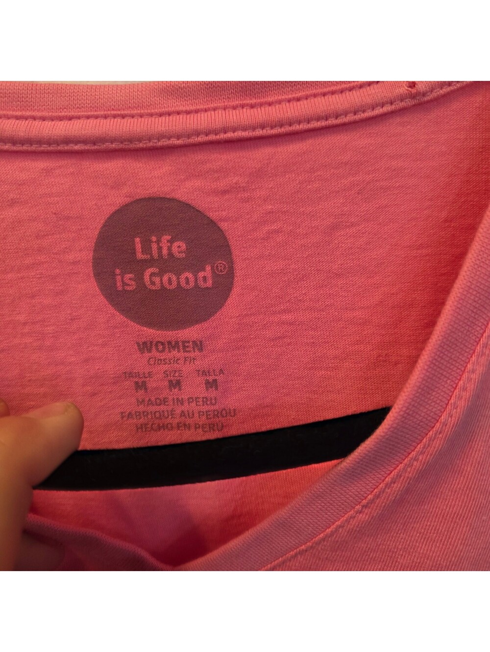 Life is Good Women's Pink V-Neck T-Shirt with Wine Glass Graphic-Size Medium - Picture 4 of 7